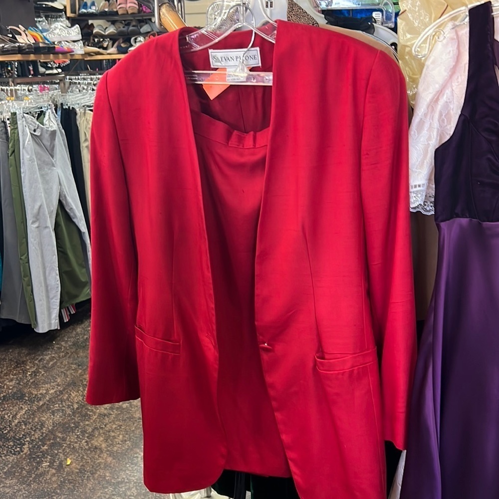 Vintage Evan Picone Red 2-Piece Skirt Suit Set | Classic Career | Size 8